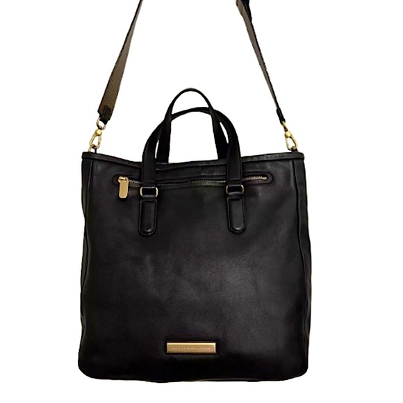 MARC JACOBS Luna Black Leather Top Handle Crossbody Tote Gold Hardware LIKE NEW - Picture 2 of 16